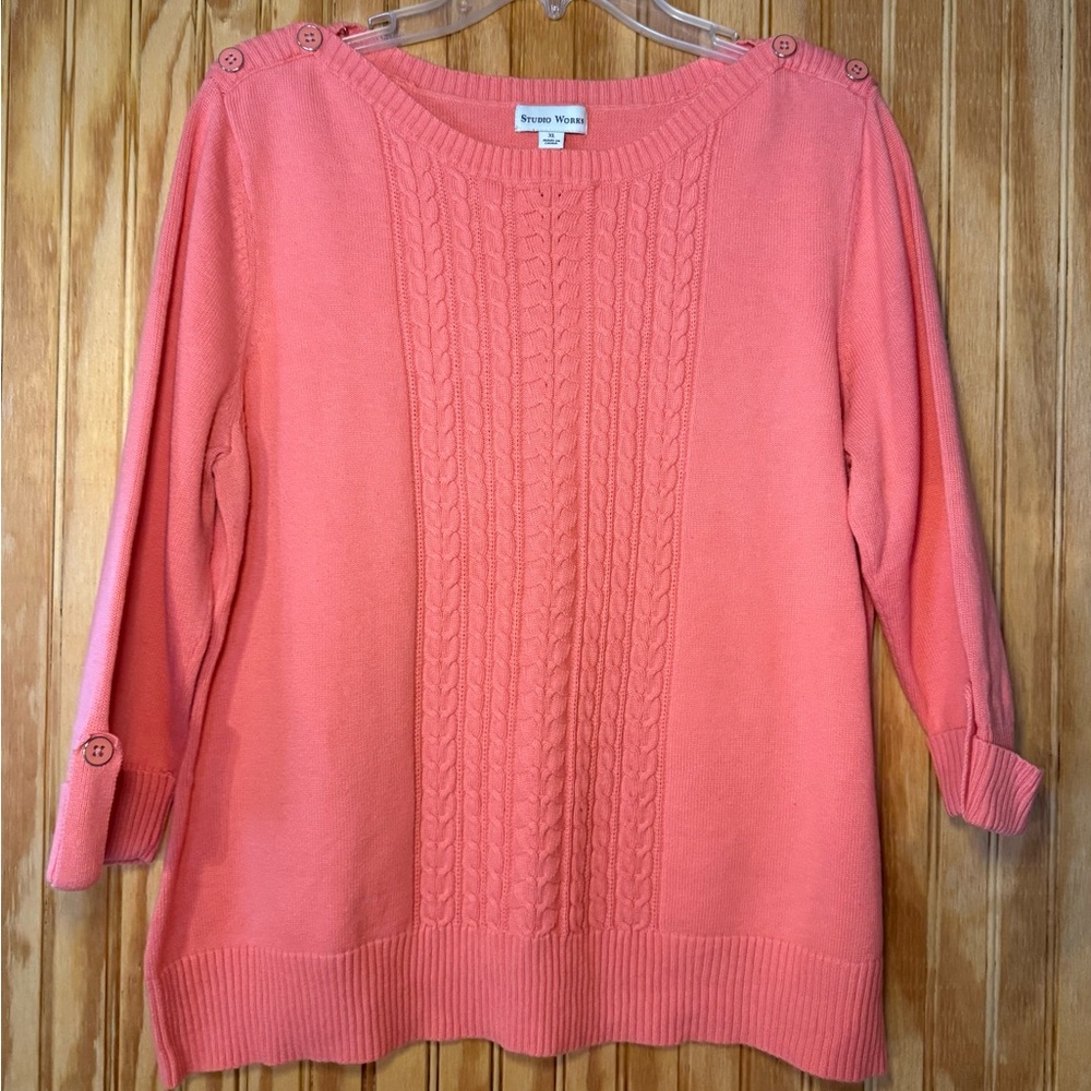 Studio Works Coral Cable Knit Sweater